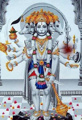 Poster Panchmukhi Hanuman Ji Series 2 Photo (Large Print, 36x24 Inches, Banner Media, Multicolor) Fine Art Print