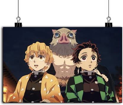 Tanjiro Zenitsu inosuke Poster | Demon Slayer Tanjiro Zenitsu inosuke Hashibira Poster | Demon Slayer Wall Poster Tanjiro Zenitsu inosuke Paper Print