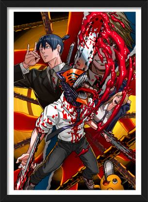 Denji x Aki x Power | Chainsaw Man Anime Framed Poster Paper Print