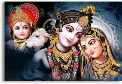 Little Kanha Radha Krishna With Cow Poster HD God Poster For Home Decor ...