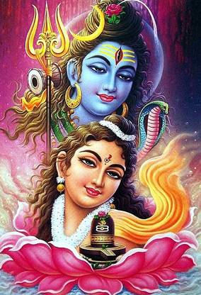 Poster Bhole Nath Ji Lord Shiva With Maa Parvati Photo sl-9462 (Large Poster, 36x24 Inch, Banner Media Print, Multicolor) Fine Art Print