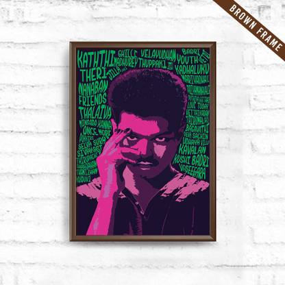 Ilayathalapathy Vijay Fan Poster Brown Frame Photographic Paper