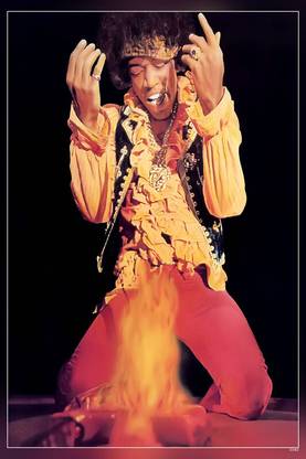 Jimi Hendrix Monterey Pop Festival Guitar Fire Re Giclee Matte Finish Poster Paper Print