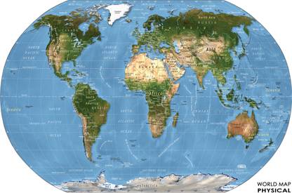 Set of 4 World Maps for schools students, UPSC, SSC, other competitive exams - Large A3+ size - 1200dpi resolution Paper Print