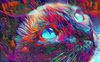 cat artwork eyes deep art wallpaper Paper Print