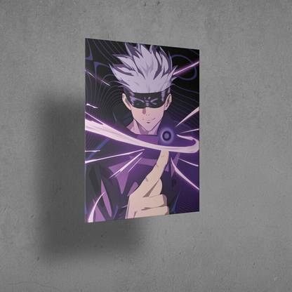 Live Mad Live Crazy (LMLC) Satoru Gojo Anime Vertical Wall Metal Poster, A4 Size, 12x9 inch Metal Art Prints Fine Art Print