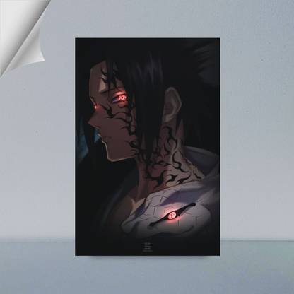 VIRGIN ARTS | SASUKE UCHIHA | SHARINGAN | OROCHIMARU'S CURSE | AODA SNAKE | DIGITAL ART | SHARINGAN | NARUTO SHIPPUDIN | 300 GSM A4 FRAMED POSTER FOR WALL Photographic Paper
