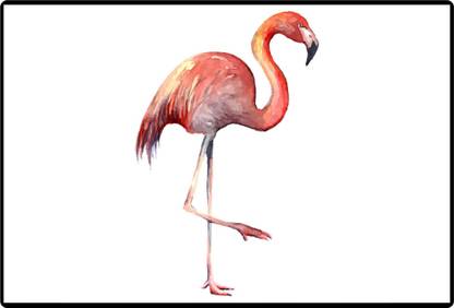 Flamingo handdrawn silhouette of bird real watercolor drawing vector illustra Paper Print