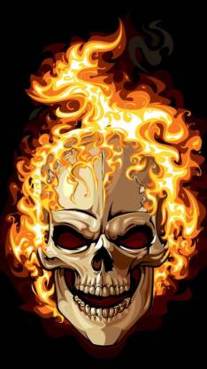 Skulls Hd Neon Skulls Animated Hd Matte Finish Poster Paper Print