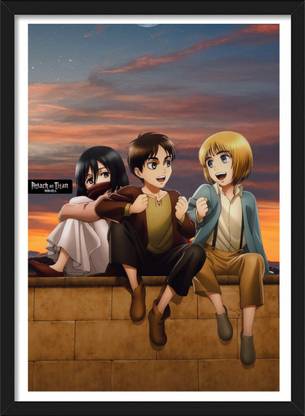 Eren, Mikasa, Armin | AOT Framed Poster | Anime Paper Print