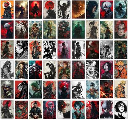Anime Art Prints Bundle: Dragon Ball Z, Naruto, Death Note, One Piece, and More - Set of 54, 4 x 6 Inches Posters With Tissue Tape Fine Art Print