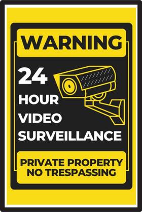Warning 24 Hour Video Surveillance Unframed Wall Décor Poster (12 X 18 Inches) Fine Art Print