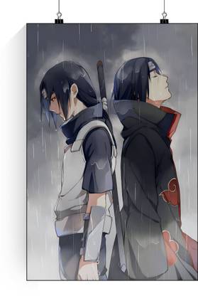 Itachi and Sasuke Rain Poster | Naruto Itachi and Sasuke Poster | Sasuke and Itachi Anime Posters | Naruto Sasuke and Itachi Wall Poster Paper Print