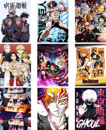 Pack of 18 Mix anime Poster Glossy | Set Anime HD+ Photos Unframed |Includes adhesive tape on back side | (11.8 x 8.5 inch) (Size - A4) Paper Wall Poster, Multicolour, Boderless,|Exclusive Posters… Photographic Paper