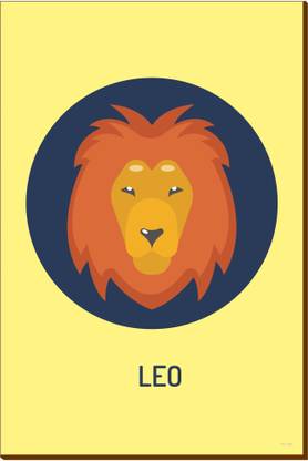 Leo Poster with Wooden Base without Frame (A3 Size, 45 x 30 cm) - Elevating Your Walls with Durable and Stylish Designer Poster Paper Print