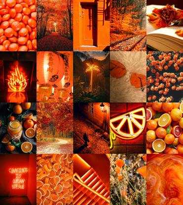 Orange theme photo poster prints, 4x6 inch collage set of 20 photos Photographic Paper
