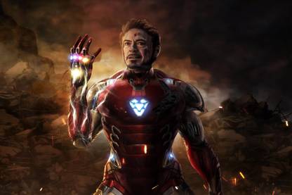 Iron Man with Infinity Stones, Thanos Gauntlet Holding Iron Man, Avengers Endgame Poster, Tony Stark, Marvel Comics Universe, Avengers Movie, (12x18in) High-Quality Frameless Wall Poster for Home Decoration, Room Decoration Peel & Paste the Poster on Wall 300g Gloss Laminated Poster, Wallpaper Photographic Paper
