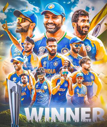 TEAM INDIA WORLD CHAMPION TRENDING HD POSTER 12X18 INCH Paper Print