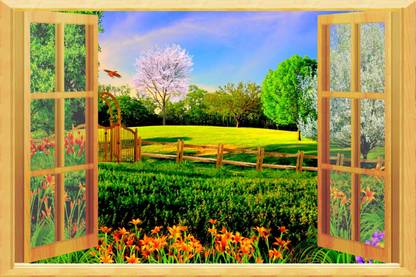 the creative solution - tree window wallpaper /size 30"x20 Paper Print