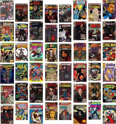 MarvelComics Wall Collage Set |50pcs + Free Tape| 4x6in Each| Aesthetic Room Decor | HD Posters Paper Print