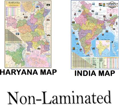 HARYANA and INDIA MAP, In Map Shows Fact & Figure such Rivers Updated : 2021 Paper Print