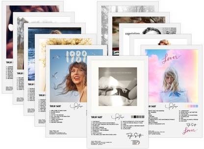 Pack of 10 Taylor Swift All Music Album Cover Poster for Bedroom, Living room, Office | HD Poster DesignedByPrintnet, 8x12 inch (A4 Size) Paper Print