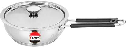 Camro Extra DEEP Fry PAN Induction Bottom (12 No.) Fry Pan 22 cm diameter with Lid 1.8 L capacity