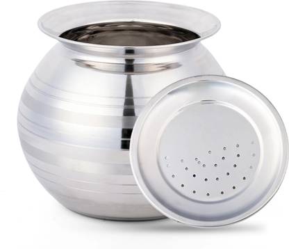 THANGAM Stainless Steel Pongal Pot/Handi/Cooker with Vadi Plate, 3 Litres Pot 16.5 cm diameter 3 L capacity with Lid
