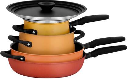 Meyer Nonstick and Stainless Steel Spark Edition Pots and Pans/Cookware Set, 6 Piece, Roasting Pan 6.25 cm diameter with Lid 2 L, 5 L, 6.25 L, 4.5 L, 9.5 L, 3 L capacity