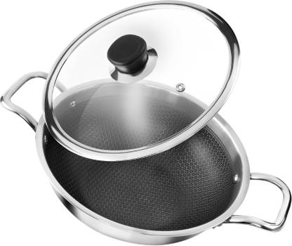 Durapan Non-Stick Triply Kadhai with SafeHEX™ Technology – Induction Compatible Kadhai 26 cm diameter with Lid 3.3 L capacity