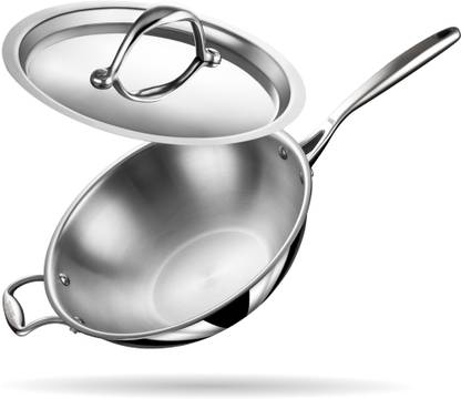 Stahl Artisan Triply Stainless Steel Wok with Lid 3.3 L capacity 26 cm diameter