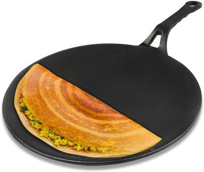 The Indus Valley Pre-Seasoned Cast Iron Tawa for Dosa/Chapathi with Elevated Handle - 10.2 inch Tawa 26 cm diameter
