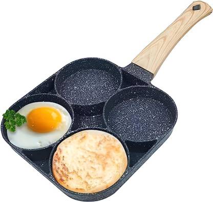 BVM 4 Hole Non Stick Egg Frying pan with Detachable Wooden Handle Fry Pan 12 cm diameter 5 L capacity