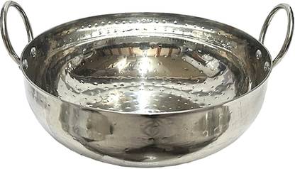 Dynore Stainless Steel Hammered Kadhai/Heavy Bottom Cookware/Kadhai/Kadhai Kadhai 24 cm diameter 3 L capacity