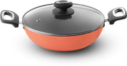 Vaya Hautechef Non-stick Kadai with Glass Lid Kadhai 24 cm diameter with Lid 2.5 L capacity