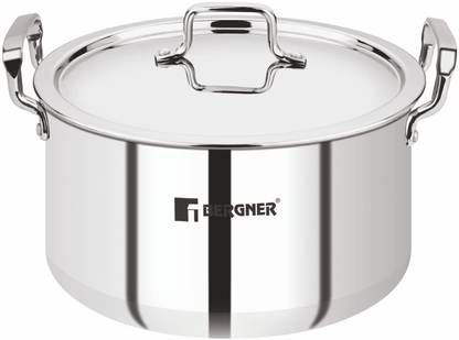 BERGNER Tripro Triply Stainless Steel Biryani Handi Pot | Less Oil Use | Casserole Pot 22 cm diameter 4 L capacity with Lid
