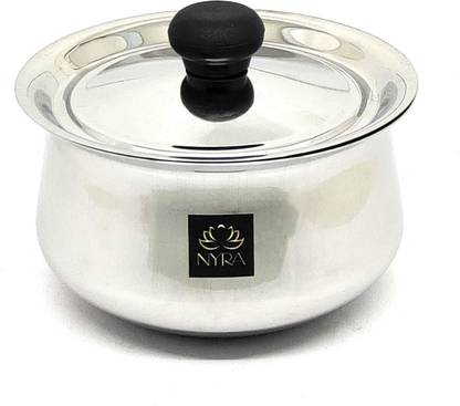 Nyra Stainless Steel Biryani Handi with Lid and PVC Knob Multipurpose Cooking Utensil Handi 1.35 L with Lid