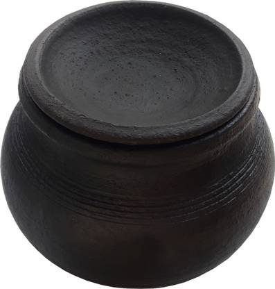 Village Kraft VILLAGE KRAFT Clay Dahi/Dal/Biryani Mathani Yogurt Handi, Clay/Mud Pot Handi 1.5 L with Lid