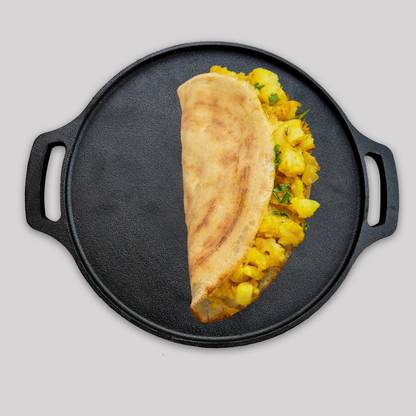 Noranga Dosa Tawa 12 Inch Pre-Seasoned Cast Iron Skillet Tawa 30 cm diameter
