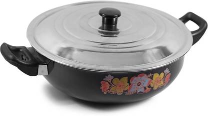 Mehak Hard Anodised Kadhai with lid, cookware set combo Kadhai 25 cm diameter with Lid 3 L capacity