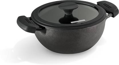 Tramontina Titanex Pre-Seasoned| Healthy Non-Toxic (PFAS/PFOA/PTFE Free) Kadhai 20 cm diameter with Lid 2.3 L capacity