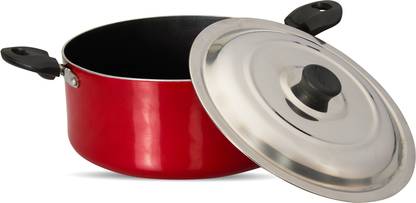NAVRANG NONSTICK BIRYANI POT/ STEW POT / STEW PAN Kadhai 24 cm diameter with Lid 4 L capacity