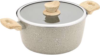 BERGNER Naturally Ceramic Forged Aluminium 24cm Casserole | Less Oil Use | Handi 4.5 L with Lid