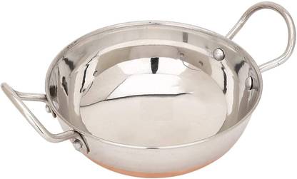 shri gaurangi steel deep Kadai Frying Pan for cooking with handle Kadhai 16 cm diameter 1 L capacity