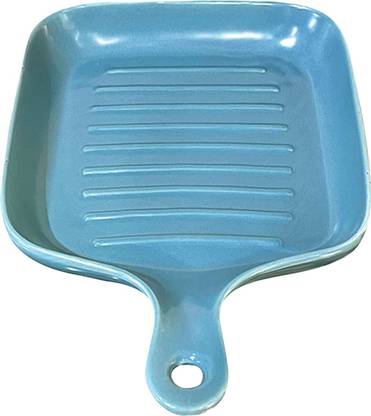 Lemon Tree Ceramic Non Stick Serving Platter Dish Tray Blue Color Grill Pan 16.5 cm diameter 1000 L capacity