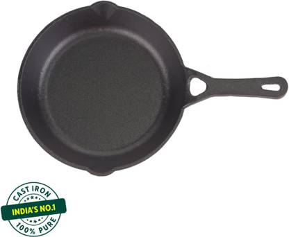 The Indus Valley Pre-seasoned Cast Iron Skillet/Fry Pan with Long Handle - 10.3 inch Fry Pan 26.2 cm diameter 1.8 L capacity