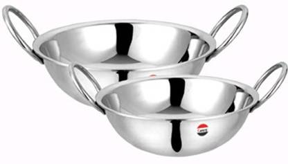 Camro Round Bottom Heavy KADHAI Set of 2 (12 No/13 No.) Kadhai 23.5 cm, 25.5 cm diameter 2 L, 2.5 L capacity