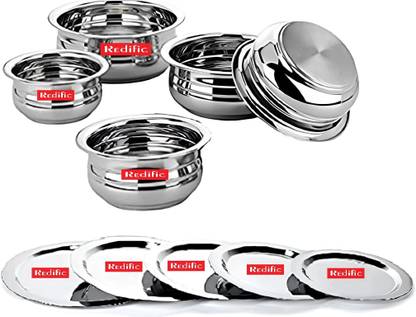 Redific stainless steel Handi/Urli 5 piece handi with lid Handi 4.7 L with Lid