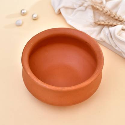 SOMUDEE Organic Clay Dahi Handi | Clay Handi | MItti Handi | Curd Pot Medium Size Handi 1 L with Lid