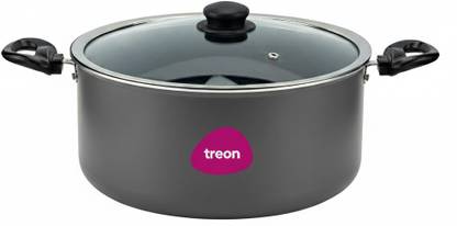 treon Non Stick Coated Aluminium Large Biriyani Pot with Lid-8 Litre-(28cm) 8 L Outer Lid Induction Bottom Pressure Cooker